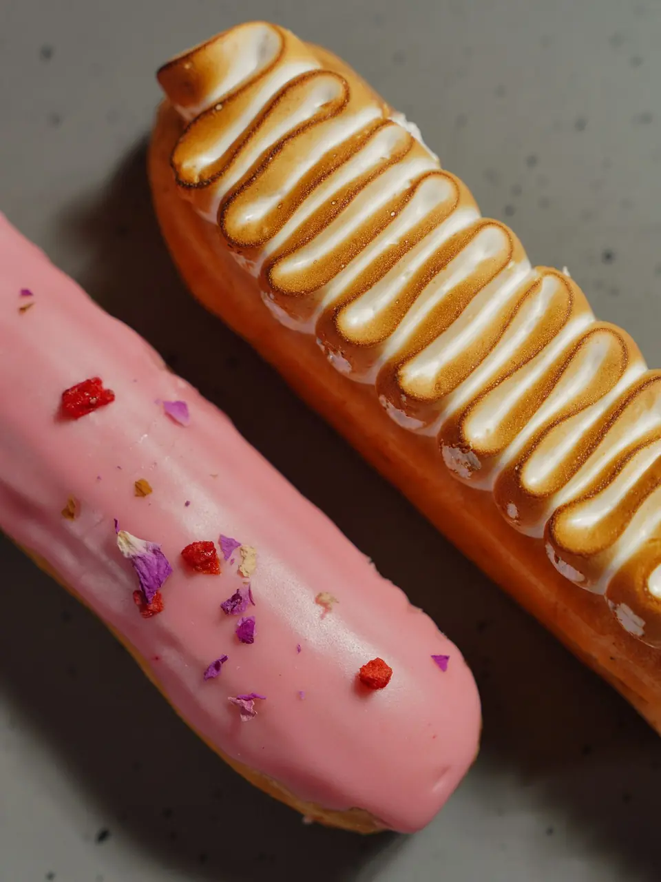 Handcrafted dessert selection showing glossy glazes and delicate sugar craft