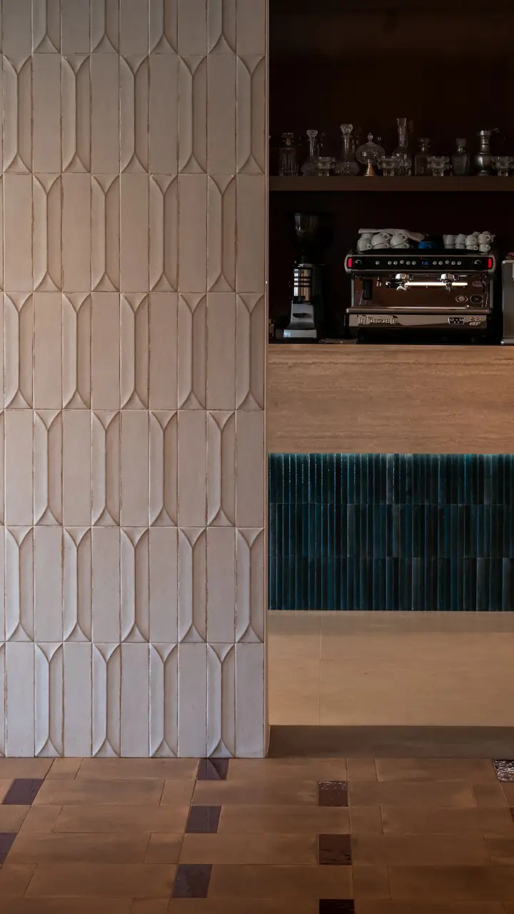 Specialty espresso machine in a modern minimalist café counter